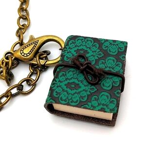 381MIDALANE Unique Leather Mini Book Necklace